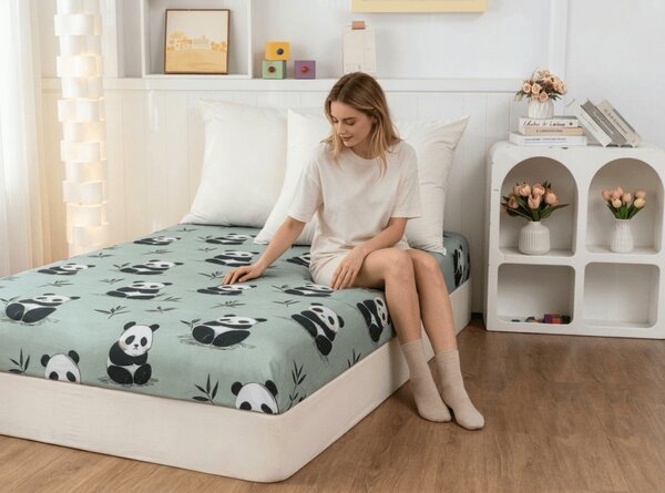 Prostěradlo z mikrovlákna PANDA RELAX mentolové 90x200 cm