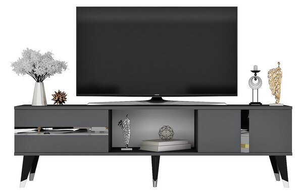 TV stolek/skříňka Vekika 2 (antracit + stříbrná)