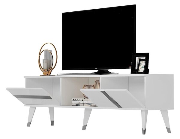 TV stolek/skříňka Vekika 2 (bílá + stříbrná)