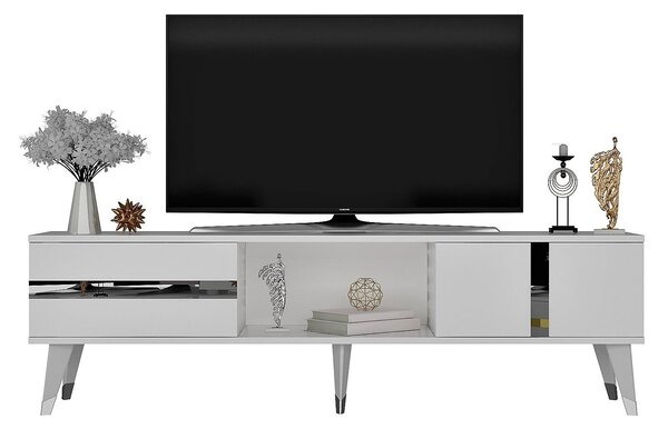 TV stolek/skříňka Vekika 2 (bílá + stříbrná)