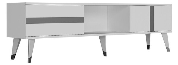 TV stolek/skříňka Vekika 2 (bílá + stříbrná)