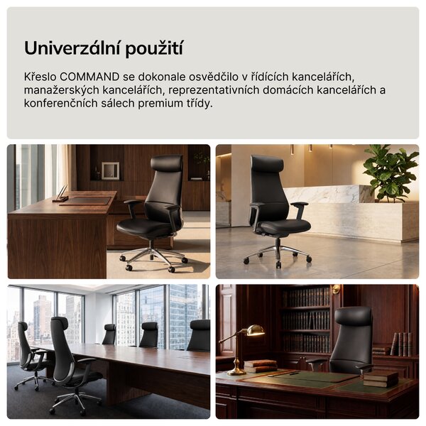 Kancelářské kožené manažerské křeslo černé COMMAND