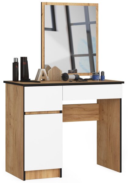 Ak furniture Kosmetický stolek se zrcadlem P-2/SL dub craft / bílý levý