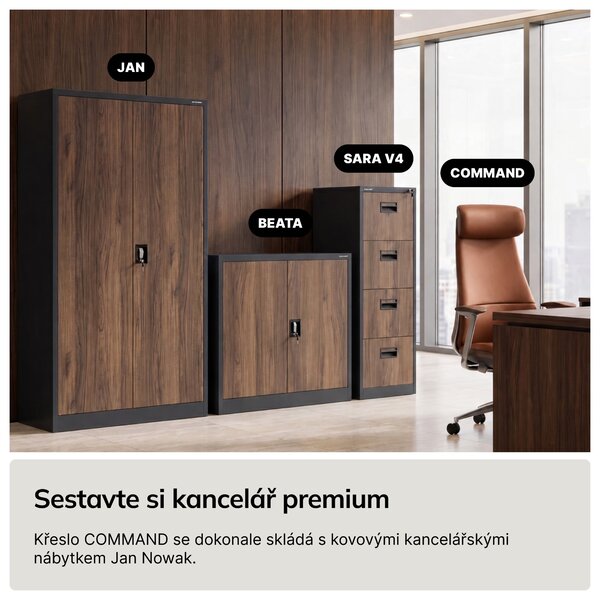 Kancelářské kožené manažerské křeslo hnědé COMMAND