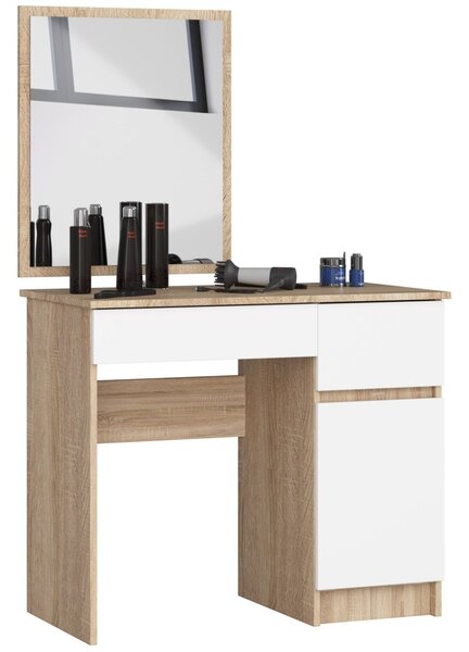 Ak furniture Kosmetický stolek se zrcadlem P-2/SL dub sonoma/bílý pravý
