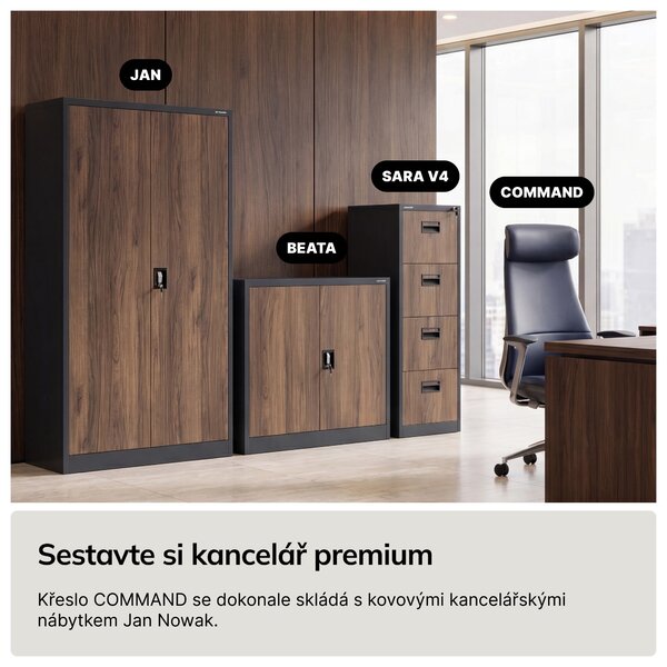 Kancelářské kožené manažerské křeslo modré COMMAND