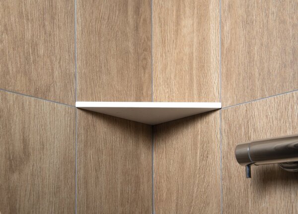 Sapho Sapho, ABELINE rohová police rockstone 200x12x200mm, bílá mat