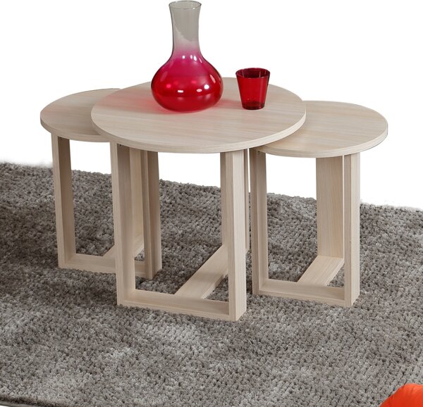Hanah Home Sada 3 odkládacích stolků Mira dub