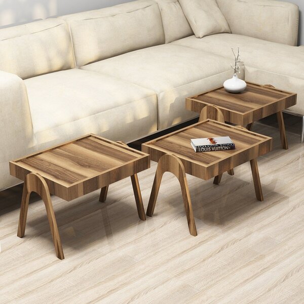 Hanah Home Sada odkládacích stolků Roma 53,6 cm ořech