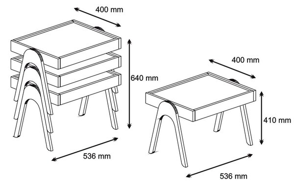Hanah Home Sada odkládacích stolků Roma 53,6 cm ořech