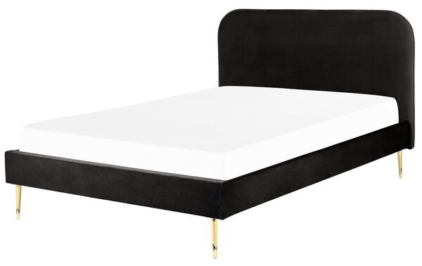 Sametová postel 140 x 200 cm černá FLAYAT