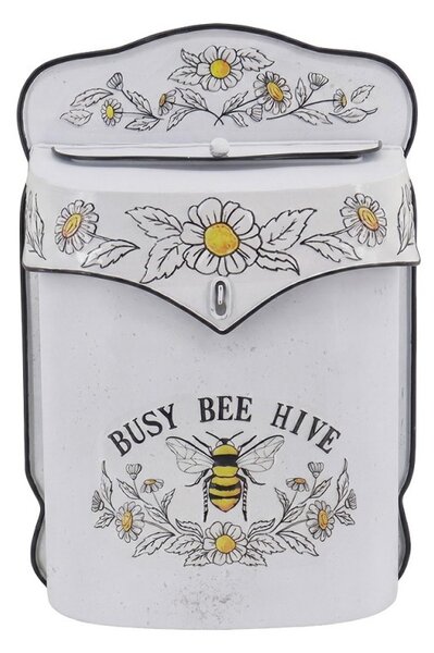 Krémová retro poštovní schránka s včelou Busy Bee Hive - 24*10*35 cm - Clayre & Eef