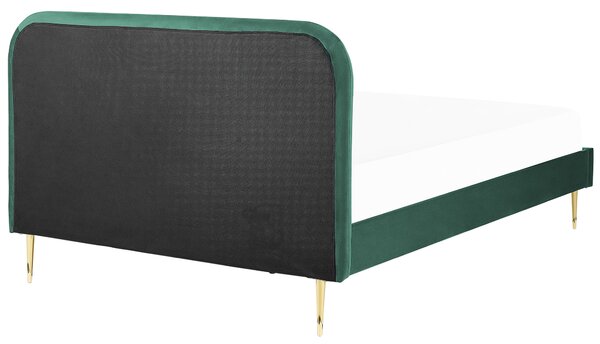 Postel Umělý samet FLAYAT 160 x 200 cm Smaragdová