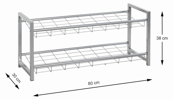 REGÁL NA BOTY, barvy hliníku, 80/38/30 cm Carryhome - Regály na boty