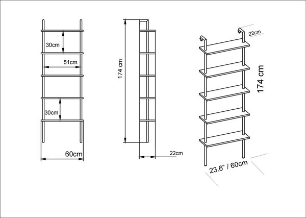 Kalune Design Mramorová knihovna Paulas černá