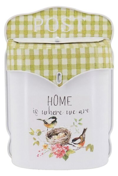 Bílá antik poštovní schránka s ptáčky Home - 24*10*35 cm - Clayre & Eef