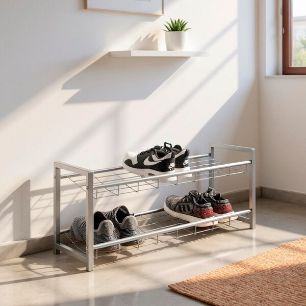 REGÁL NA BOTY, barvy hliníku, 80/38/30 cm Carryhome - Regály na boty