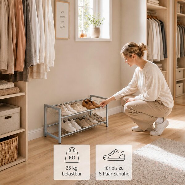 REGÁL NA BOTY, barvy hliníku, 80/38/30 cm Carryhome - Regály na boty