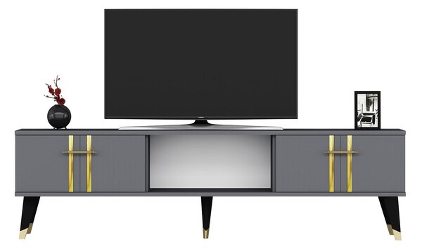 TV stolek/skříňka Pebine 2 (antracit + zlatá)