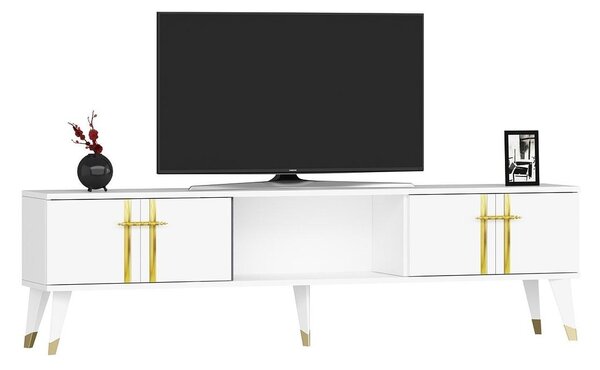 TV stolek/skříňka Pebine 2 (bílá + zlatá). Akce -25%