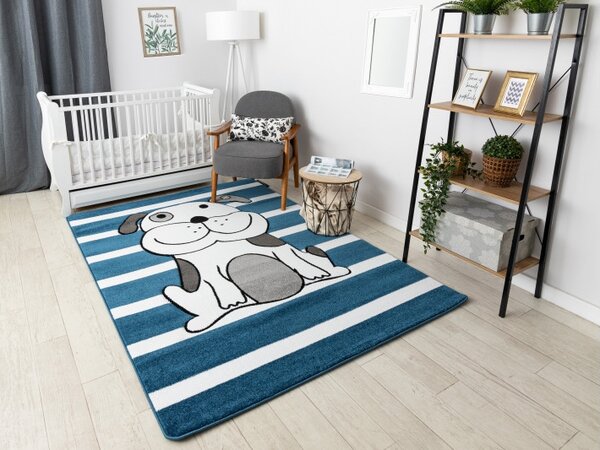 Dywany Łuszczów, Dětský kusový koberec Petit Puppy blue, 160x220, modrá, dětský pokoj