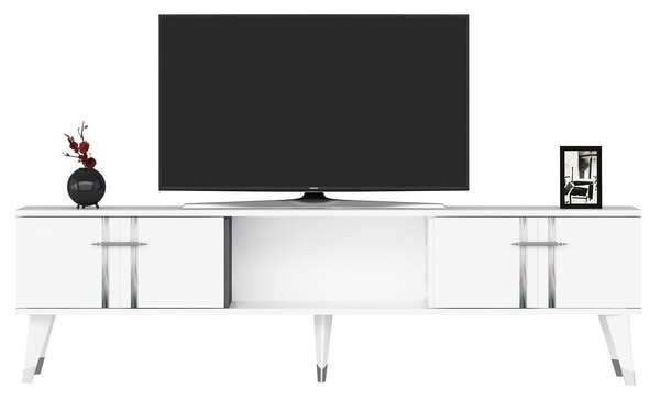 TV stolek/skříňka Pebine 2 (bílá + stříbrná)