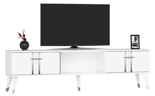 TV stolek/skříňka Pebine 2 (bílá + stříbrná)