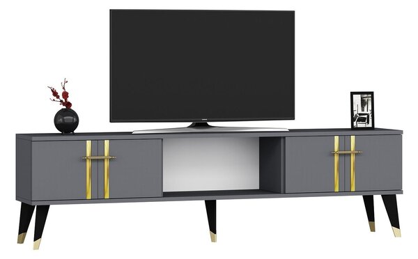 TV stolek/skříňka Pebine 2 (antracit + zlatá)