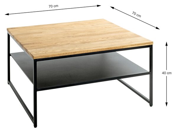 KONFERENČNÍ STOLEK, černá, barvy dubu, dřevo, kov, 70/70/40 cm - Konferenční stolky, Online Only