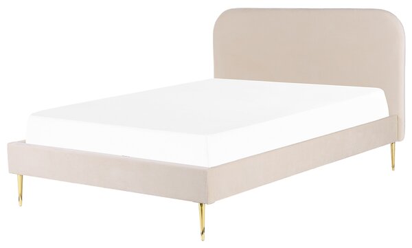 Sametová postel 160 x 200 cm béžová FLAYAT