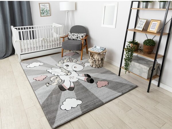 Dywany Łuszczów, Dětský kusový koberec Petit Unicorn grey, 160x220, šedá, dětský pokoj