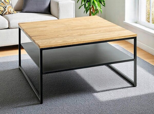 KONFERENČNÍ STOLEK, černá, barvy dubu, dřevo, kov, 70/70/40 cm - Konferenční stolky, Online Only