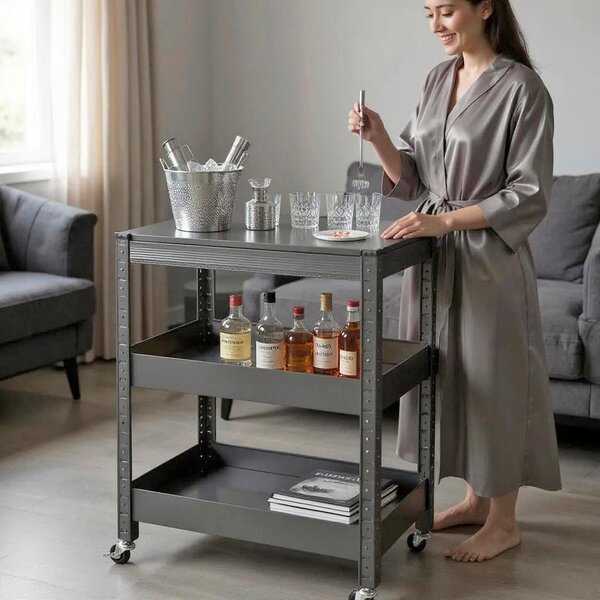 SERVÍROVACÍ VOZÍK, antracitová, 50/32/75 cm - Barové vozíky, Online Only