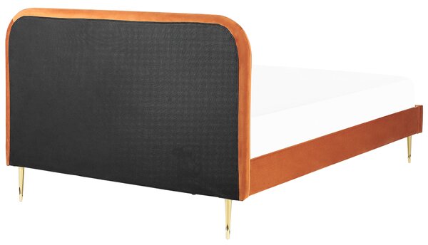 Postel Umělý samet FLAYAT 160 x 200 cm Oranžová