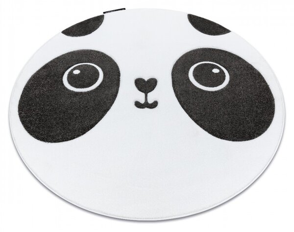 Dywany Łuszczów, Dětský kusový koberec Petit Panda white kruh, 140x140 (průměr) kruh, černobílá, dětský pokoj