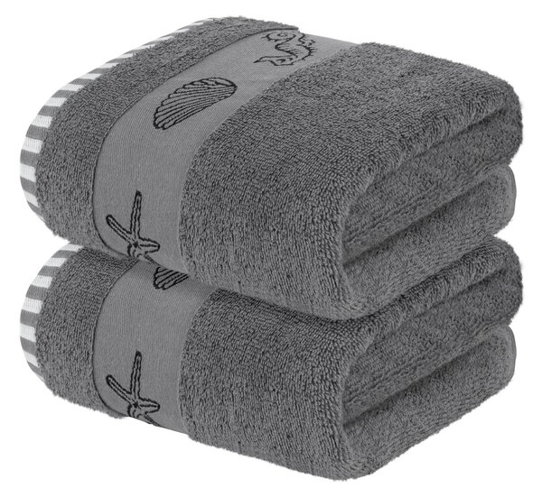 LIVARNO home Froté ručník, 50 x 100 cm, 2 kusy (tmavě šedá) (100347818002)