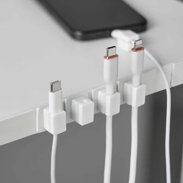 Bílé kovové organizéry v sadě 5 ks na kabely Smart – YAMAZAKI