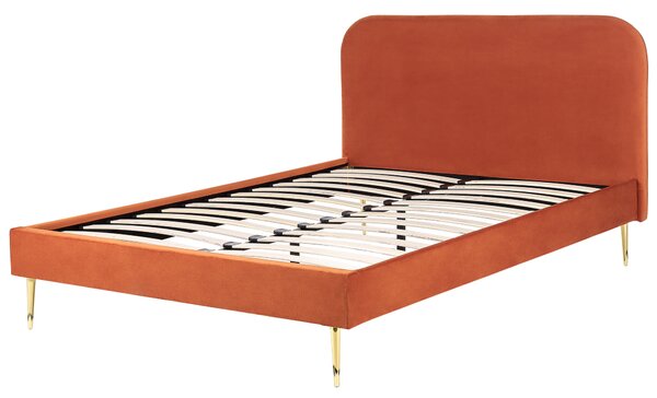 Postel Umělý samet FLAYAT 160 x 200 cm Oranžová