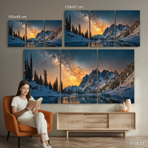 DUBLEZ | Vícedílný panoramatický obraz hor | UV tisk, Premium