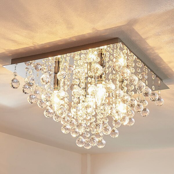 Stropní Lampa Lindby, Annica, stmívatelné, Transparentní, Obývací pokoj, Kov, Moderní