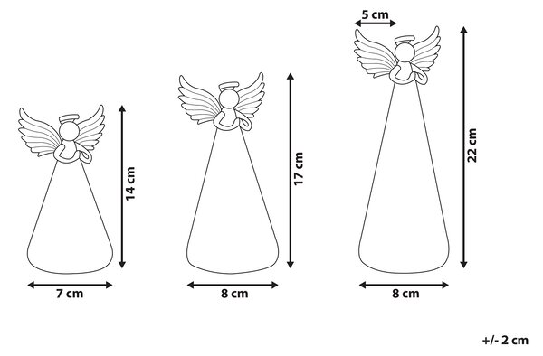 Sada 3 bílých LED andělských figurek KITTILA