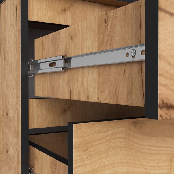 Ak furniture Komoda Kuba 60 cm se 3 zásuvkami dub craft zlatý