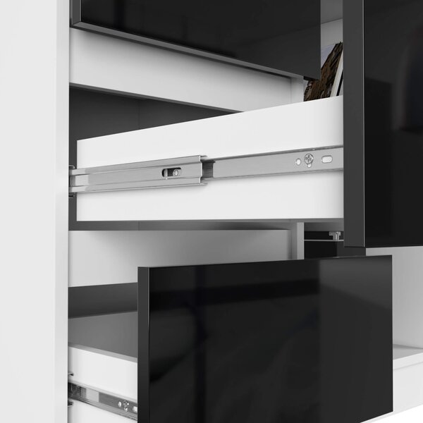 Ak furniture Rohový psací stůl B16 124 cm bílý/černý lesk levý