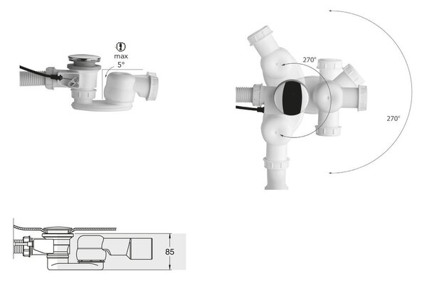 Polysan Polysan, Sifon s převlečnou matkou 1 1/2", výška 42mm, bílá, 71712