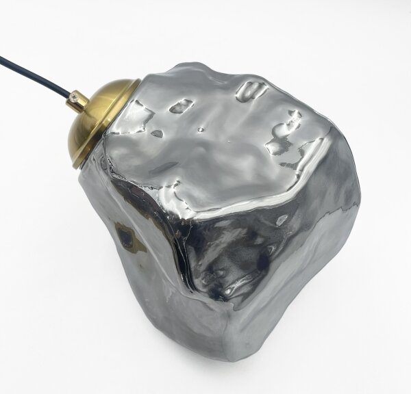 Lustr na lanku CRISTAL 5xE14/15W/230V mosaz/kouřová černá
