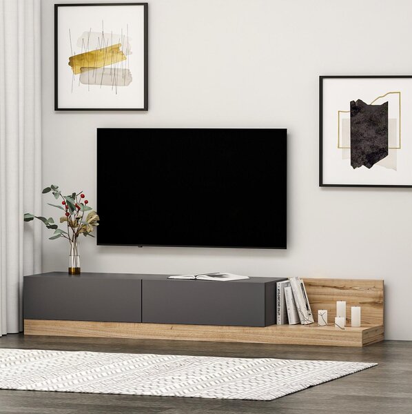 TV stolek/skříňka Kinani (antracit + ořech). Akce -25%