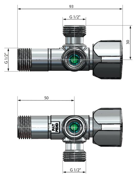 Arco Sapho, Kombinovaný rohový ventil A-80 1/2"x1/2"x1/2" se dvěma odtoky, anticalc