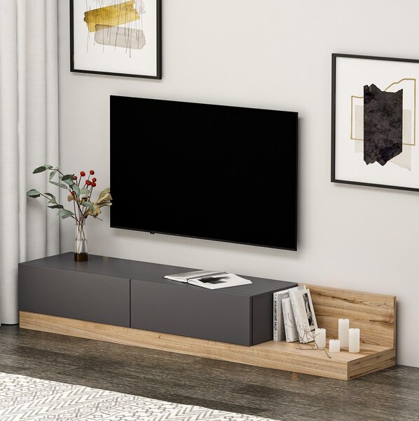 TV stolek/skříňka Kinani (antracit + ořech). Akce -25%