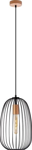 Lustr na lanku OVELLA 1xE27/15W/230V pr. 25 cm černá/borovice