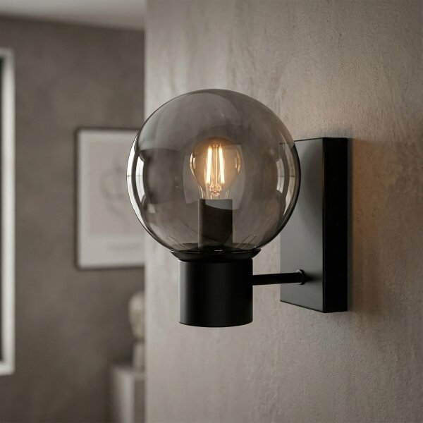 Nástěnná lampa SFERIO 1xE14/5W/230V černá/kouřová černá